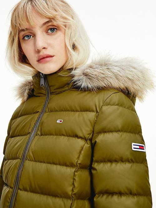 Tommy Hilfiger Met Capuchon Down Jassen Dames Groen | TH594SNF