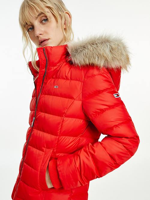 Tommy Hilfiger Met Capuchon Down Jassen Dames Rood | TH927REX