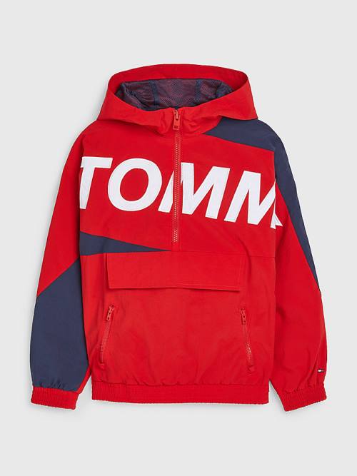 Tommy Hilfiger Met Capuchon Logo Chicago Windbreaker Jassen Meisjes Rood | TH319BOD