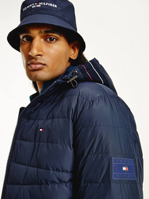 Tommy Hilfiger Met Capuchon Tape Puffer Jassen Heren Blauw | TH043TYG