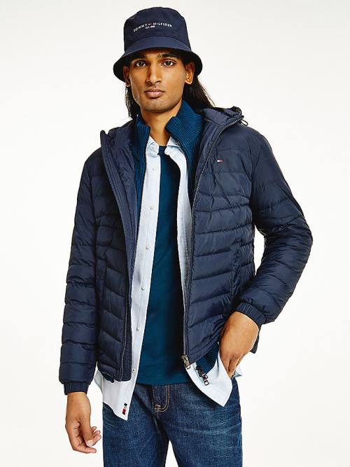 Tommy Hilfiger Met Capuchon Tape Puffer Jassen Heren Blauw | TH043TYG