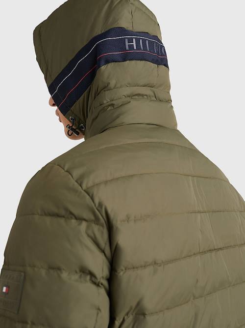 Tommy Hilfiger Met Capuchon Tape Puffer Jassen Heren Khaki | TH094UJK