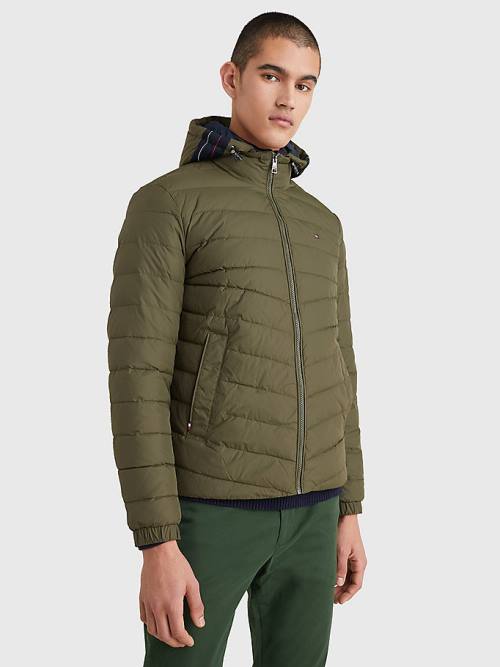 Tommy Hilfiger Met Capuchon Tape Puffer Jassen Heren Khaki | TH094UJK