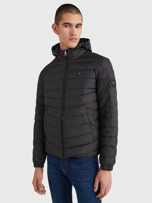 Tommy Hilfiger Met Capuchon Tape Puffer Jassen Heren Zwart | TH123LMN