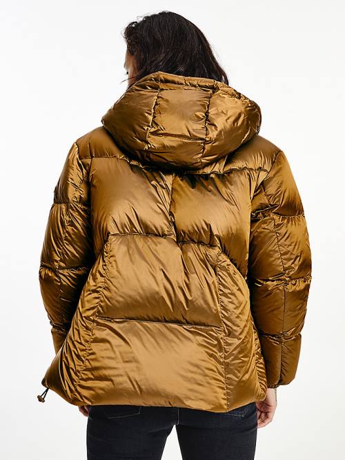 Tommy Hilfiger Metallic Down Puffer Jassen Dames Bruin | TH384EMX