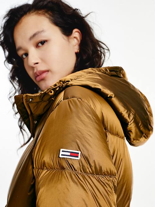 Tommy Hilfiger Metallic Down Puffer Jassen Dames Bruin | TH384EMX