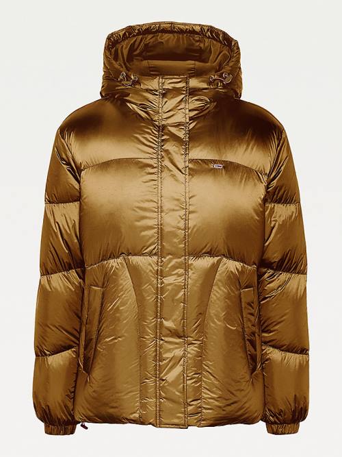 Tommy Hilfiger Metallic Down Puffer Jassen Dames Bruin | TH384EMX