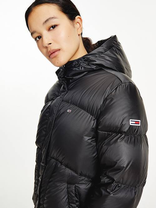 Tommy Hilfiger Metallic Down Puffer Jassen Dames Zwart | TH476FAL