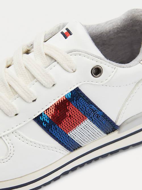 Tommy Hilfiger Metallic Flag Kanten-Up Sneakers Meisjes Wit | TH496IQX