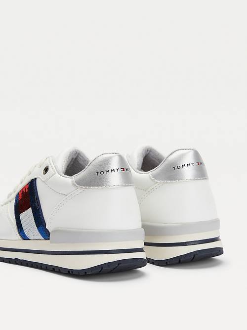 Tommy Hilfiger Metallic Flag Kanten-Up Sneakers Meisjes Wit | TH496IQX