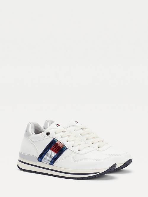 Tommy Hilfiger Metallic Flag Kanten-Up Sneakers Meisjes Wit | TH496IQX