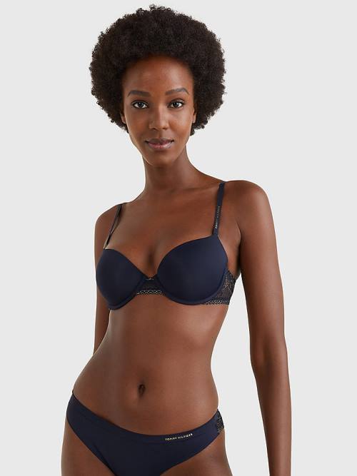 Tommy Hilfiger Metallic Kanten Balconette Bra Ondergoed Dames Blauw | TH269HIP