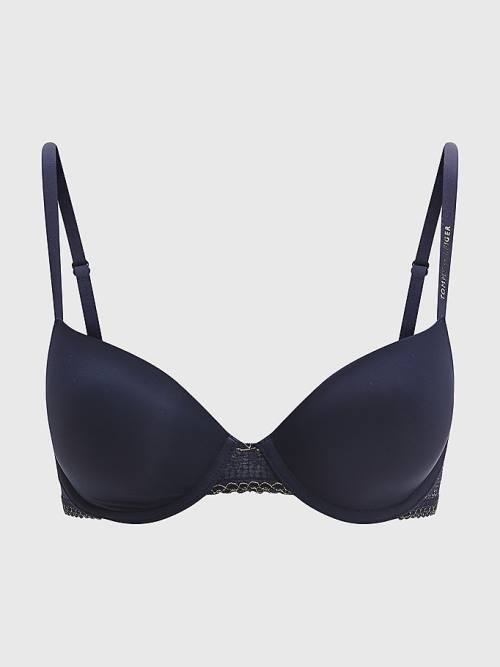 Tommy Hilfiger Metallic Kanten Balconette Bra Ondergoed Dames Blauw | TH269HIP