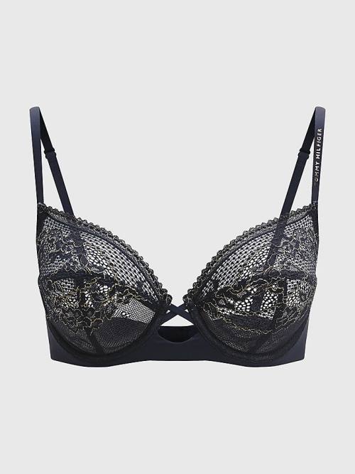 Tommy Hilfiger Metallic Kanten Underwired Bra Ondergoed Dames Blauw | TH910XQD