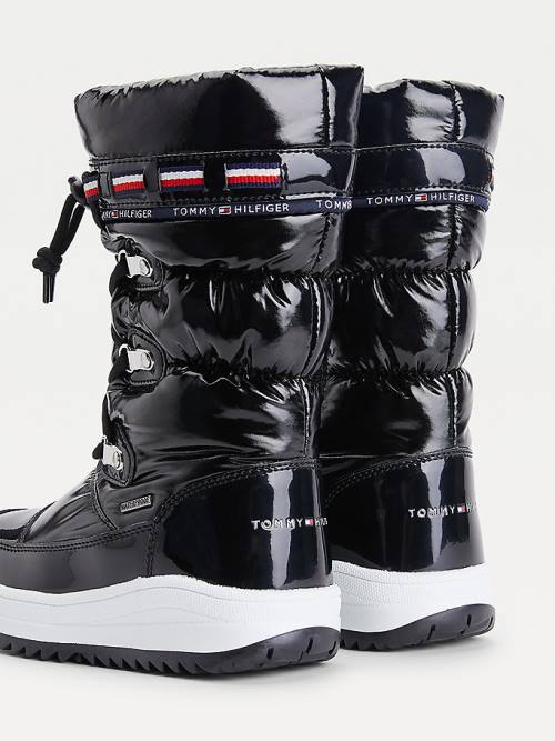 Tommy Hilfiger Metallic Kanten-Up Snow Laarzen Meisjes Zwart | TH075GDF