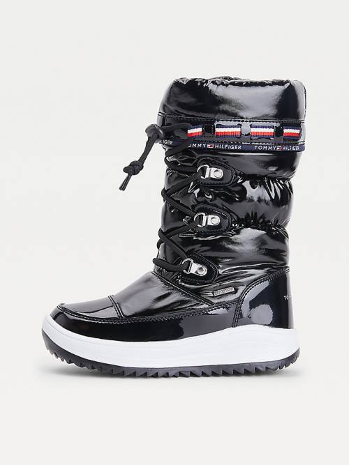 Tommy Hilfiger Metallic Kanten-Up Snow Laarzen Meisjes Zwart | TH075GDF