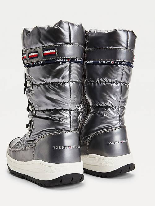 Tommy Hilfiger Metallic Kanten-Up Snow Laarzen Meisjes Zilver | TH619NHB