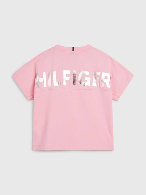 Tommy Hilfiger Metallic Logo Organic Katoenen T-shirts Meisjes Roze | TH037XSF