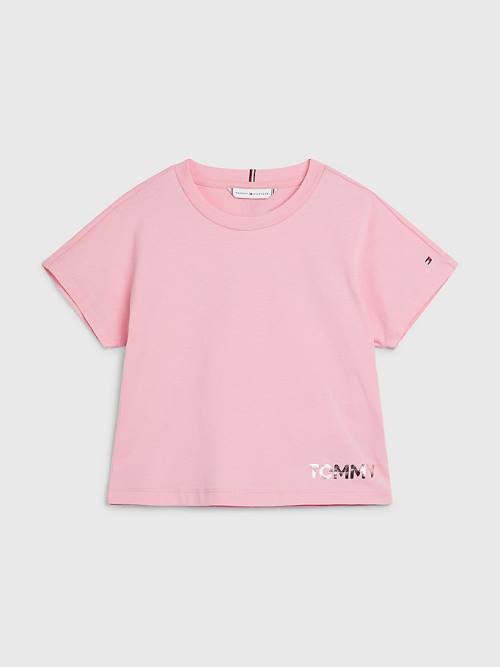 Tommy Hilfiger Metallic Logo Organic Katoenen T-shirts Meisjes Roze | TH037XSF