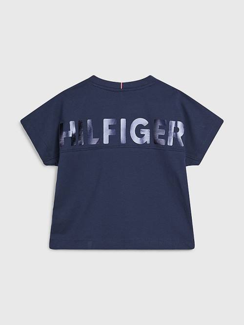 Tommy Hilfiger Metallic Logo Organic Katoenen T-shirts Meisjes Blauw | TH953MDY