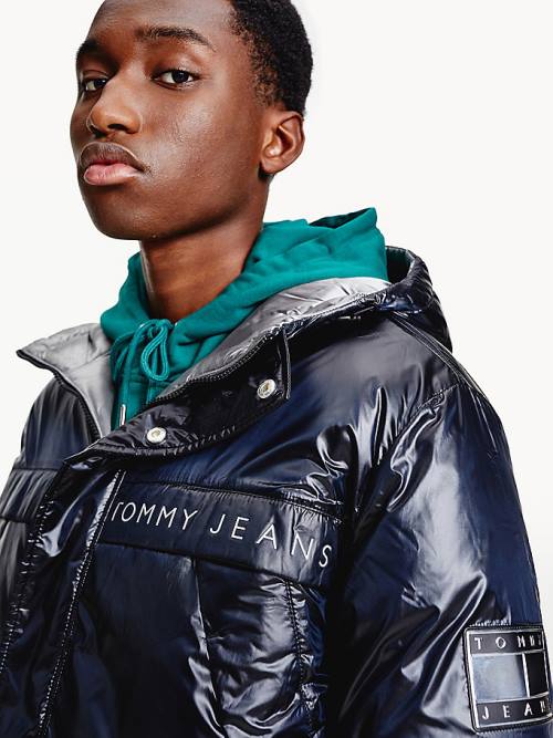 Tommy Hilfiger Metallic Reversible Padded Puffer Jassen Heren Zwart | TH384DIQ