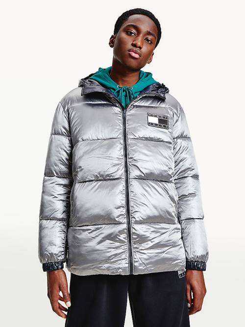 Tommy Hilfiger Metallic Reversible Padded Puffer Jassen Heren Zwart | TH384DIQ