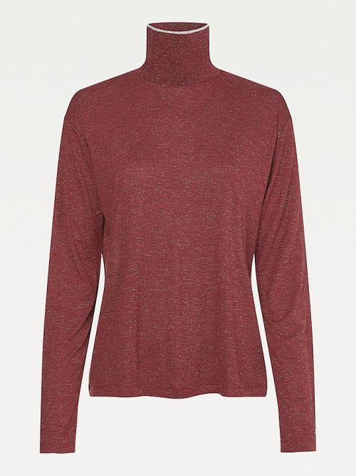 Tommy Hilfiger Metallic Roll Neck Jumper T-shirts Dames Paars | TH104CWK