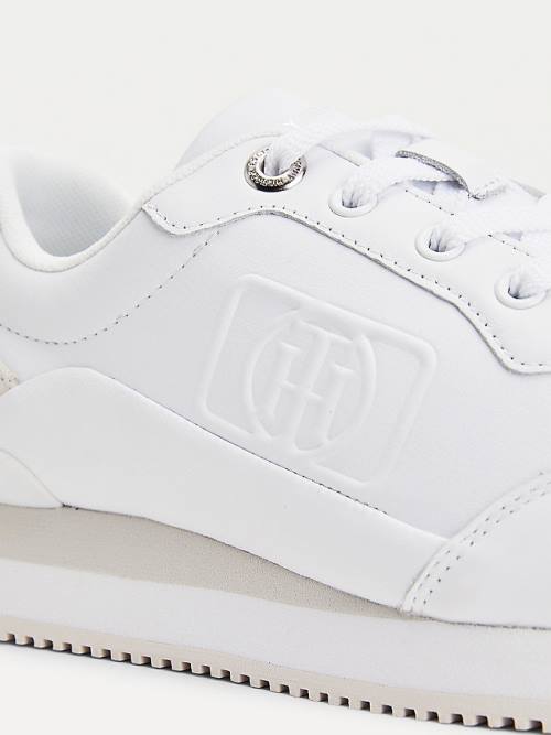 Tommy Hilfiger Metallic Runner Leren Sneakers Dames Grijs | TH574QAN