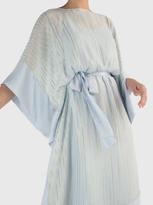 Tommy Hilfiger Metallic Stripe Kaftan Jurken Dames Blauw | TH423LOD