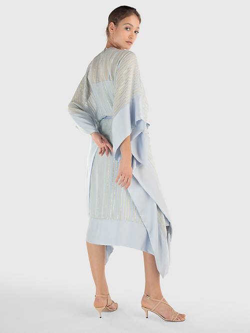 Tommy Hilfiger Metallic Stripe Kaftan Jurken Dames Blauw | TH423LOD