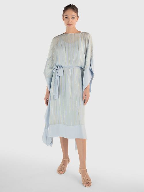 Tommy Hilfiger Metallic Stripe Kaftan Jurken Dames Blauw | TH423LOD