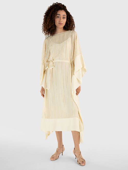 Tommy Hilfiger Metallic Stripe Kaftan Jurken Dames Wit | TH603QZN