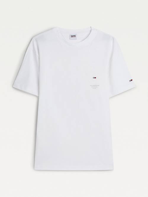 Tommy Hilfiger Metallic Tonal Logo Organic Katoenen T-shirts Heren Wit | TH602ARK