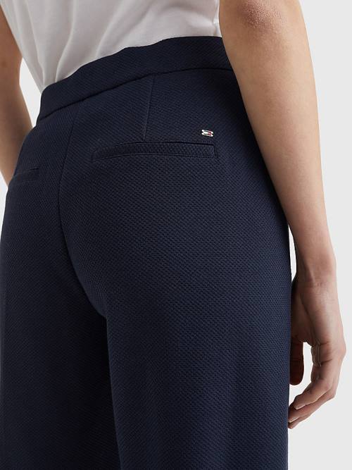 Tommy Hilfiger Michelle Textured Tapered Broek Dames Blauw | TH465XIW