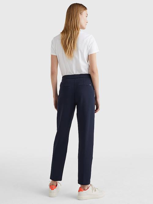 Tommy Hilfiger Michelle Textured Tapered Broek Dames Blauw | TH465XIW