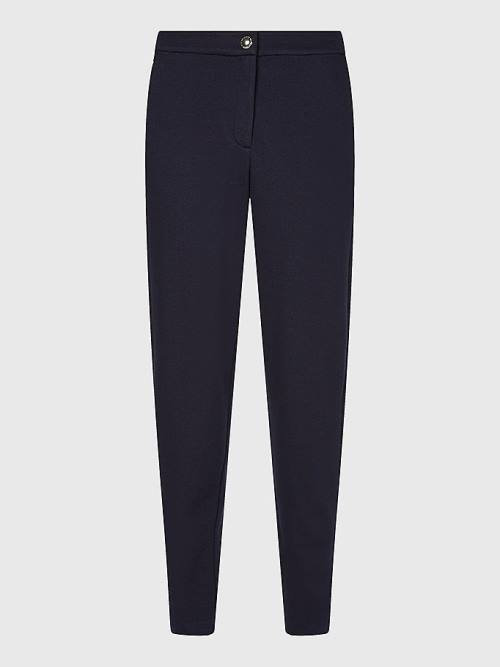 Tommy Hilfiger Michelle Textured Tapered Broek Dames Blauw | TH465XIW