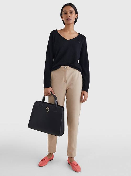 Tommy Hilfiger Michelle Textured Tapered Broek Dames Beige | TH472RZJ