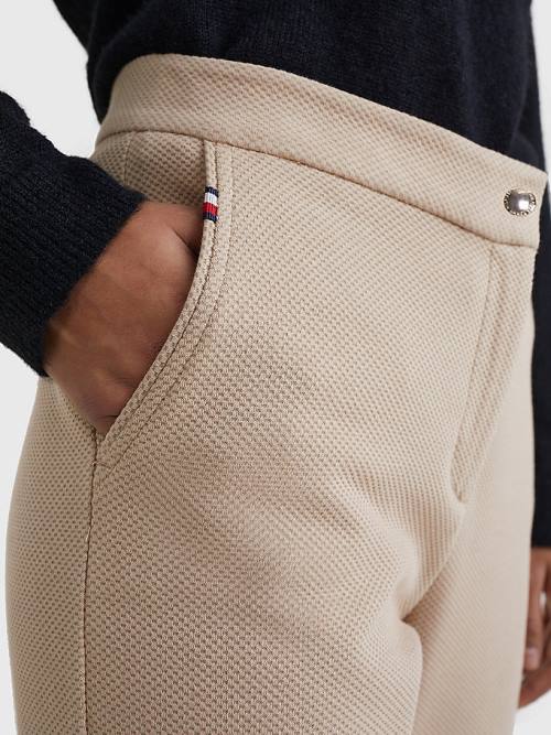 Tommy Hilfiger Michelle Textured Tapered Broek Dames Beige | TH472RZJ