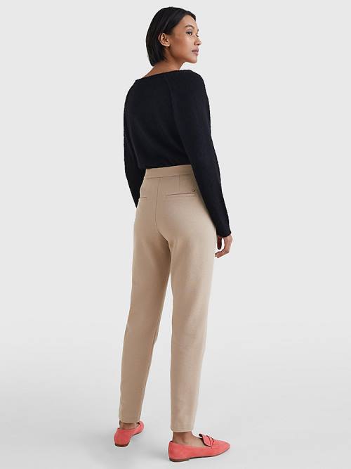 Tommy Hilfiger Michelle Textured Tapered Broek Dames Beige | TH472RZJ