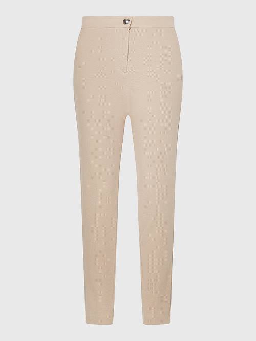 Tommy Hilfiger Michelle Textured Tapered Broek Dames Beige | TH472RZJ