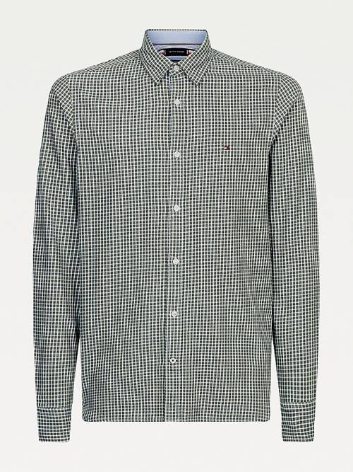 Tommy Hilfiger Micro Check Slim Fit Overhemd Heren Groen | TH769KNP