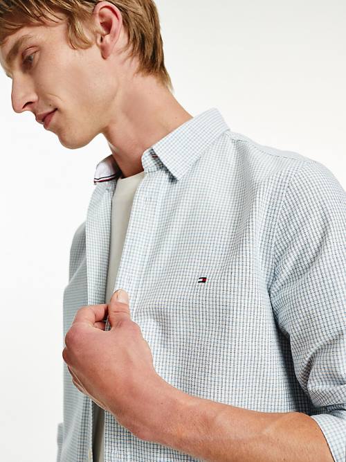 Tommy Hilfiger Micro Check Slim Fit Oxford Overhemd Heren Blauw | TH410IBV