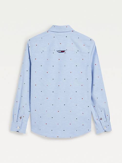 Tommy Hilfiger Micro Print Oxford Overhemd Jongens Blauw | TH045FRH