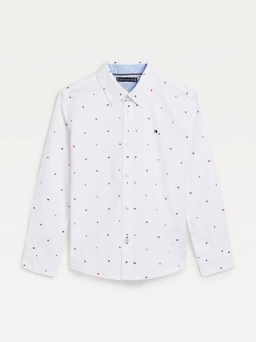 Tommy Hilfiger Micro Print Oxford Overhemd Jongens Wit | TH165DFE