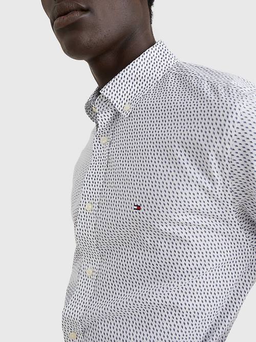 Tommy Hilfiger Micro Print Poplin Regular Fit Overhemd Heren Wit | TH072CSF