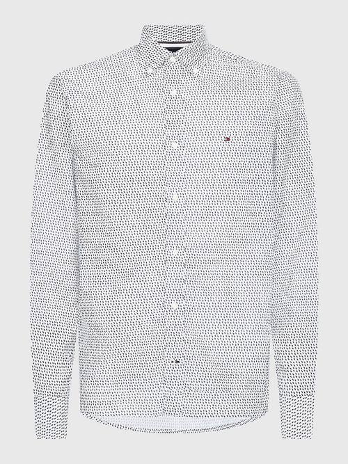 Tommy Hilfiger Micro Print Poplin Regular Fit Overhemd Heren Wit | TH072CSF