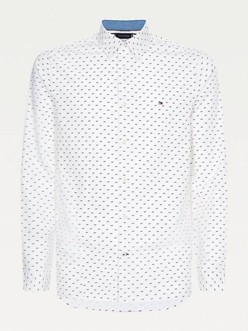 Tommy Hilfiger Micro Print Poplin Slim Fit Overhemd Heren Wit | TH574OYW