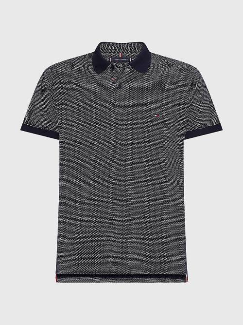 Tommy Hilfiger Micro Print Slim Fit Poloshirt Heren Blauw | TH145DXP