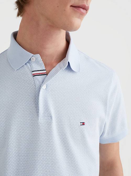 Tommy Hilfiger Micro Print Slim Fit Poloshirt Heren Blauw | TH754UWG