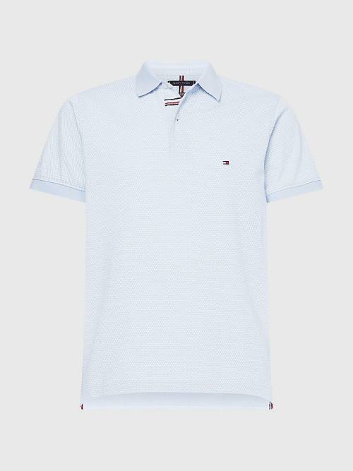 Tommy Hilfiger Micro Print Slim Fit Poloshirt Heren Blauw | TH754UWG